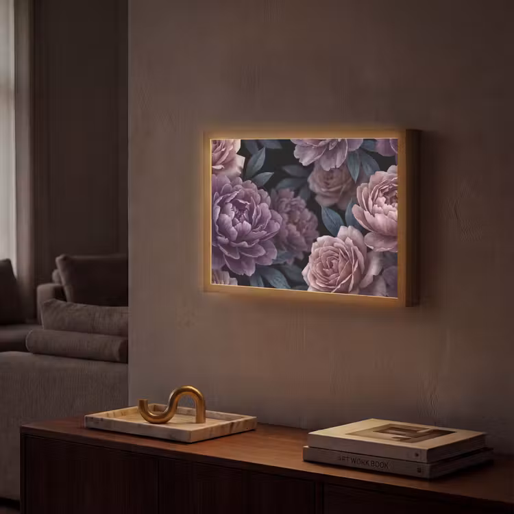 Lightbox - Wandlamp - Bloemen - Patroon - Donker - Botanisch - Paars — 2