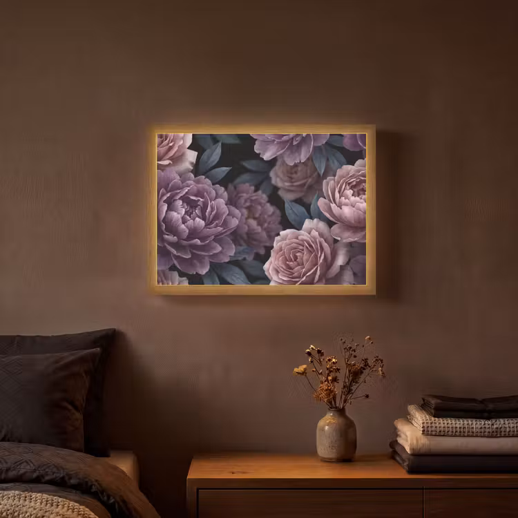 Lightbox - Wandlamp - Bloemen - Patroon - Donker - Botanisch - Paars — 3