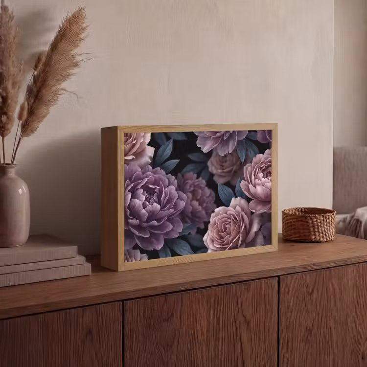 Lightbox - Wandlamp - Bloemen - Patroon - Donker - Botanisch - Paars — 4