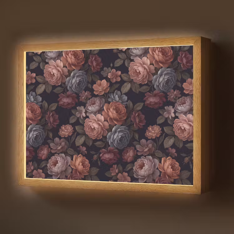 Lightbox - Wandlamp - Bloemen - Patroon - Vintage - Donker - Roze — 1