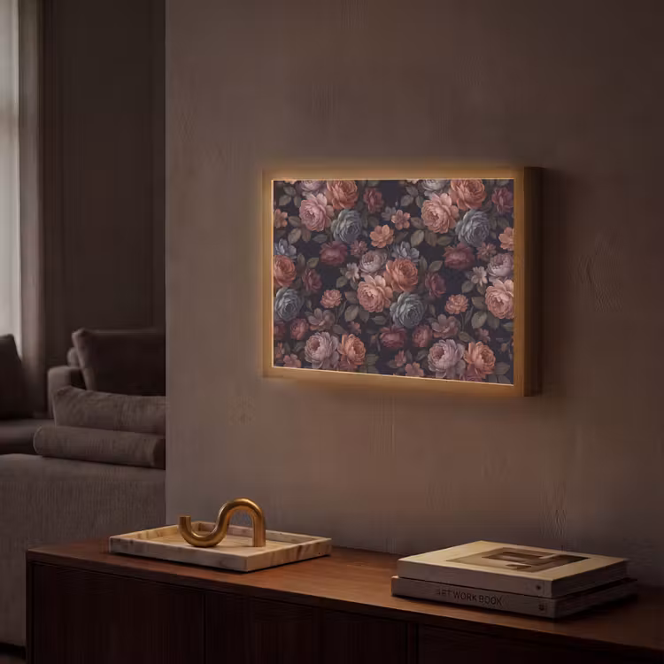 Lightbox - Wandlamp - Bloemen - Patroon - Vintage - Donker - Roze — 2