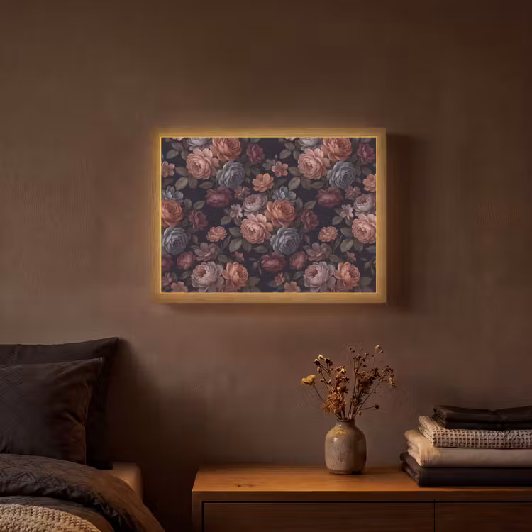 Lightbox - Wandlamp - Bloemen - Patroon - Vintage - Donker - Roze — 3