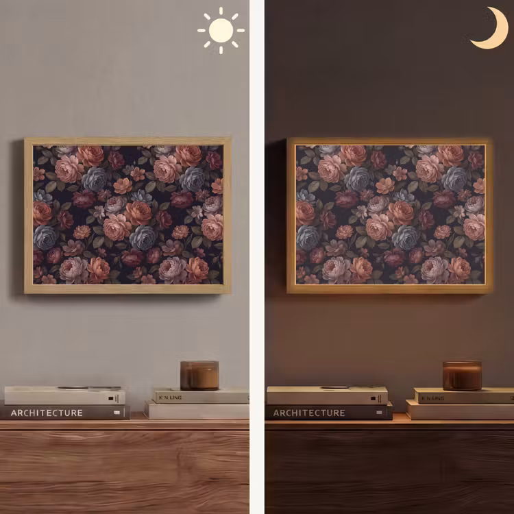 Lightbox - Wandlamp - Bloemen - Patroon - Vintage - Donker - Roze — 6