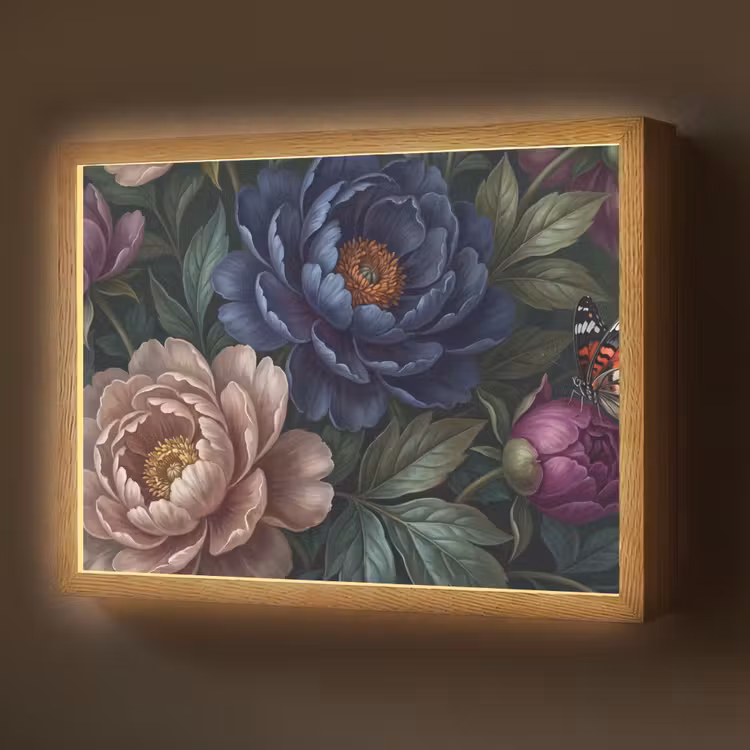 Lightbox - Wandlamp - Bloemen - Vlinder - Natuur - Modern - Paars — 1