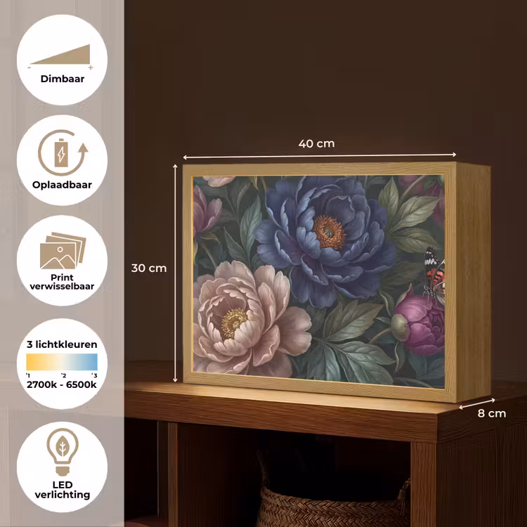 Lightbox - Wandlamp - Bloemen - Vlinder - Natuur - Modern - Paars — 10
