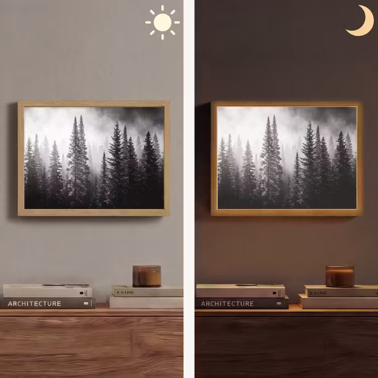Lightbox - Wandlamp - Bos - Mist - Winter - Monochroom - Natuur — 6
