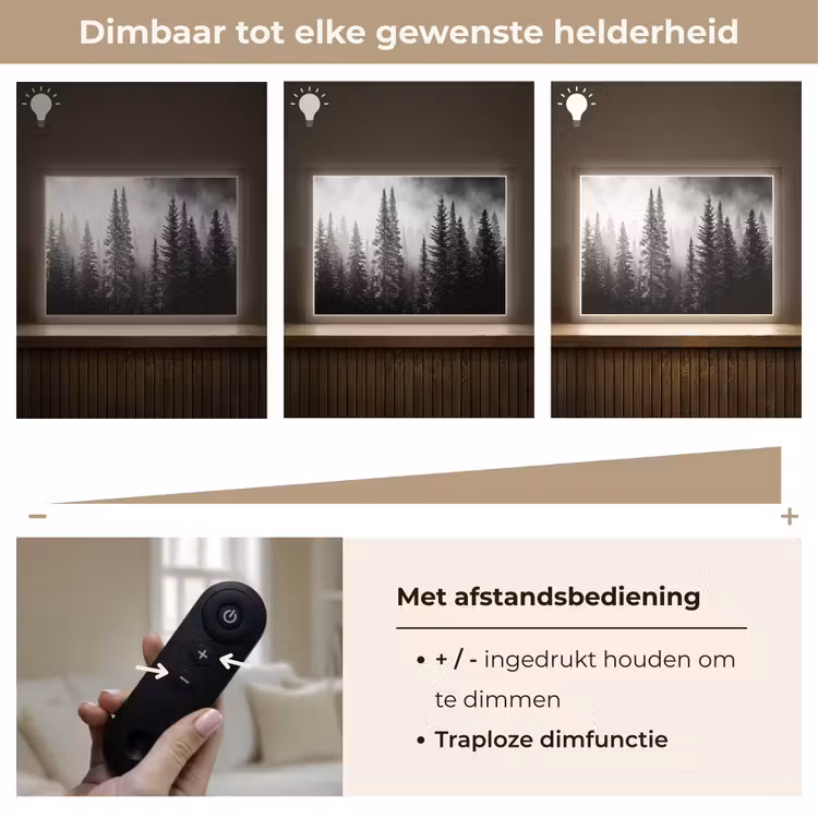 Lightbox - Wandlamp - Bos - Mist - Winter - Monochroom - Natuur — 9