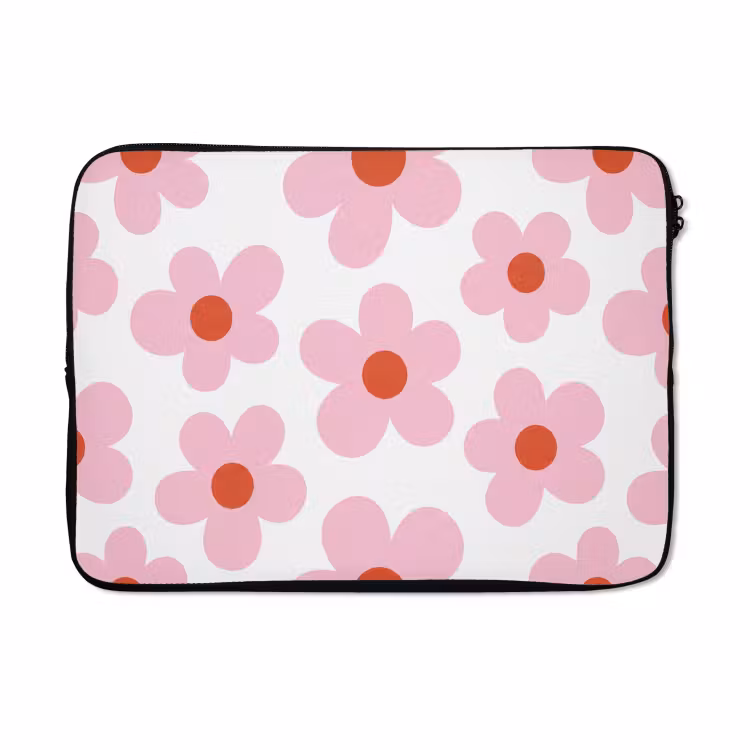 Laptophoes - Bloemen - Patroon - Modern - Roze - Wit — 5