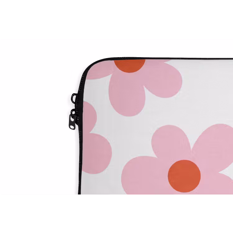 Laptophoes - Bloemen - Patroon - Modern - Roze - Wit — 6