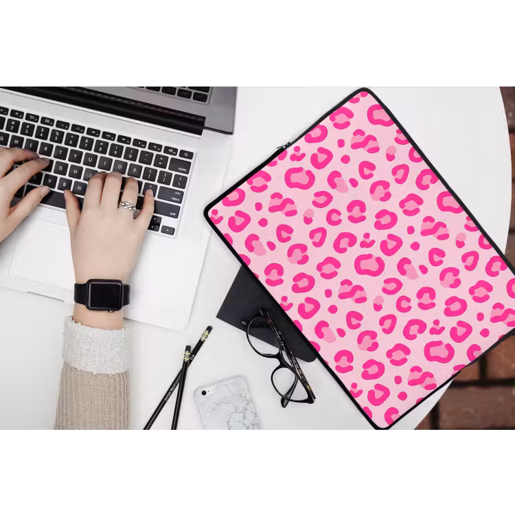 Laptophoes - Dierenprint - Patroon - Abstract - Modern - Roze — 3
