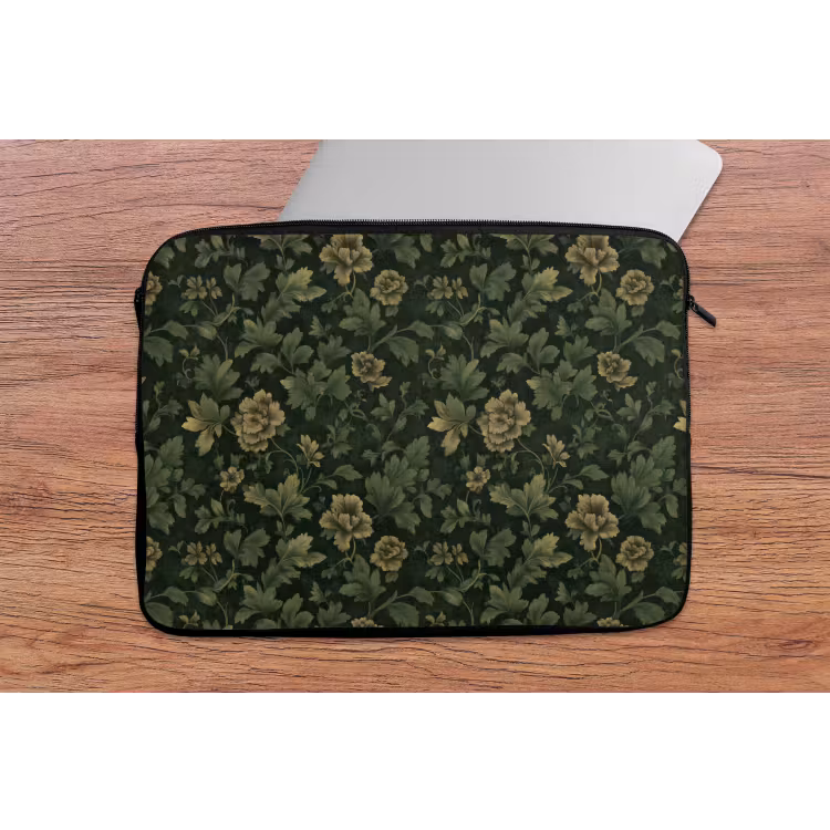 Laptophoes - Donker - Groen - Goud - Botanisch — 2