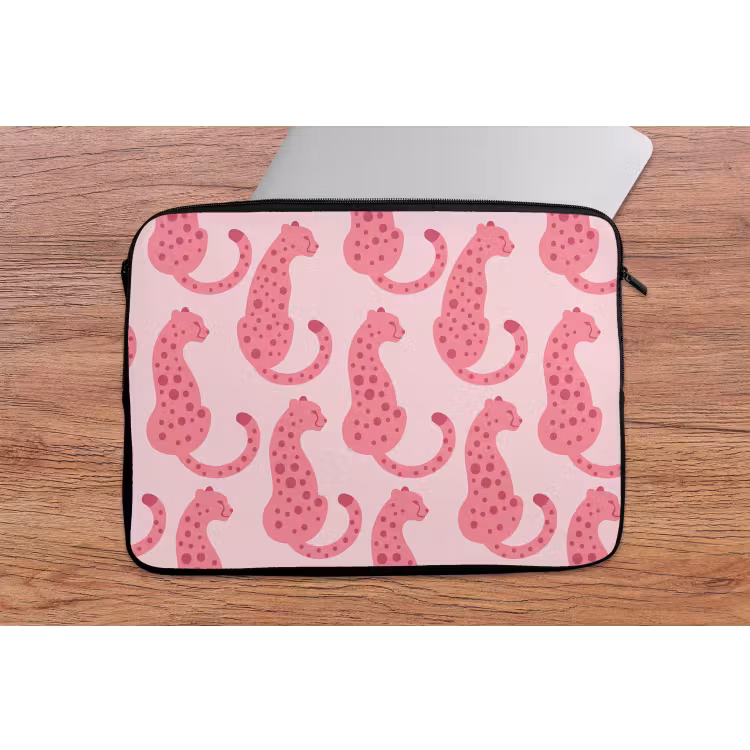 Laptophoes - Kat - Gevlekt - Dieren - Patroon - Roze — 2