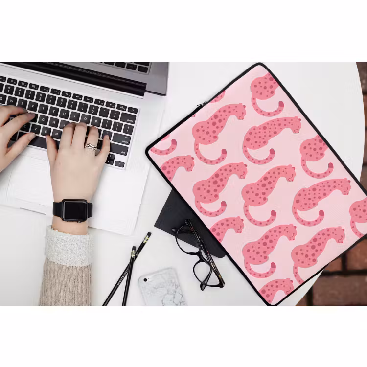 Laptophoes - Kat - Gevlekt - Dieren - Patroon - Roze — 3