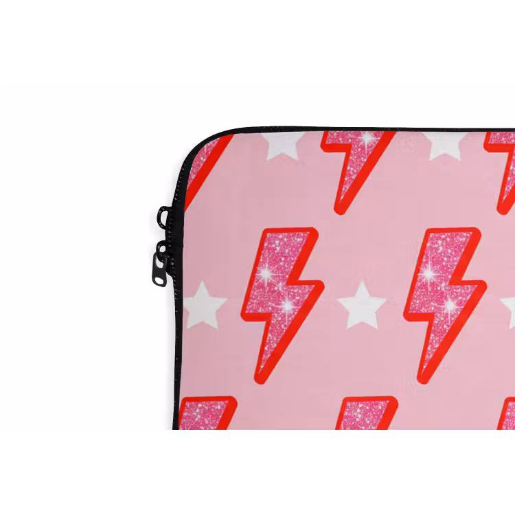 Laptophoes - Patroon - Bliksem - Ster - Glitter - Roze — 6