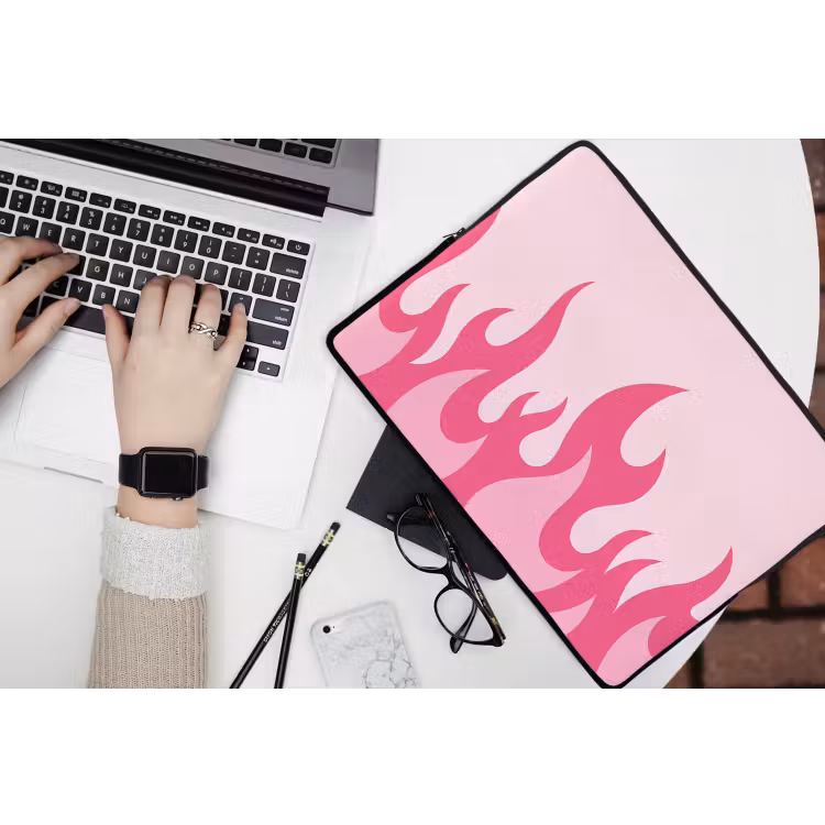 Laptophoes - Vlammen - Patroon - Abstract - Modern - Roze — 3
