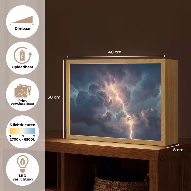 Lightbox - Wandlamp - Bliksem - Storm - Natuur - Donker — 10