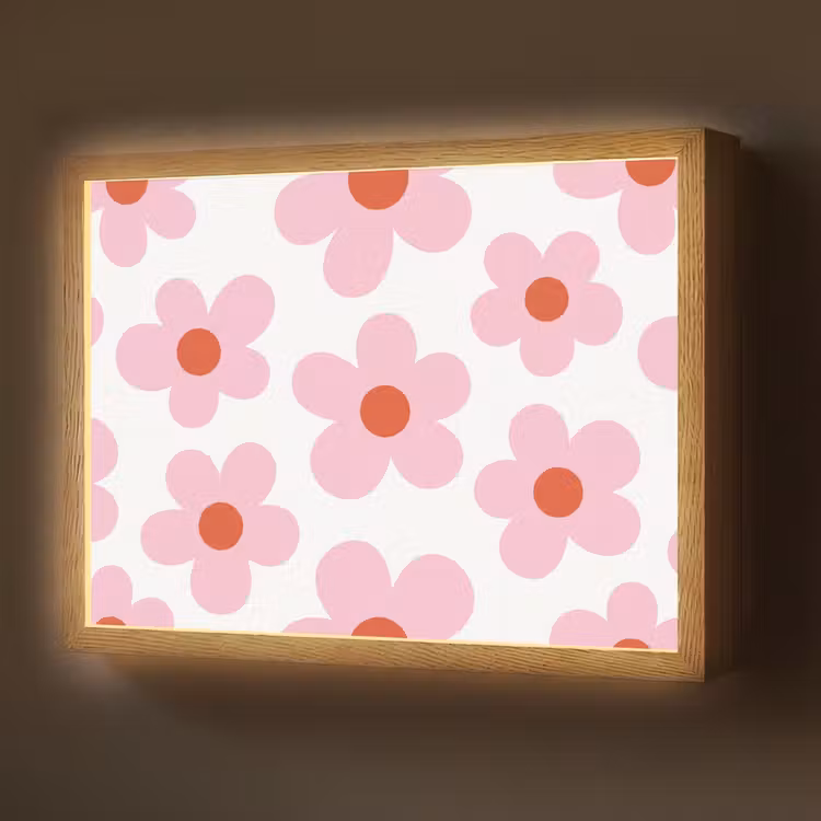 Lightbox - Wandlamp - Bloemen - Patroon - Modern - Roze - Wit — 1