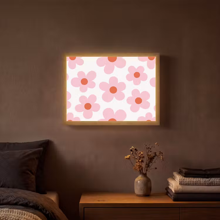 Lightbox - Wandlamp - Bloemen - Patroon - Modern - Roze - Wit — 3