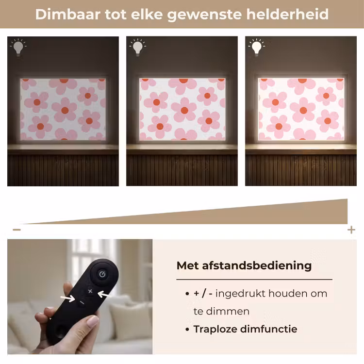 Lightbox - Wandlamp - Bloemen - Patroon - Modern - Roze - Wit — 9