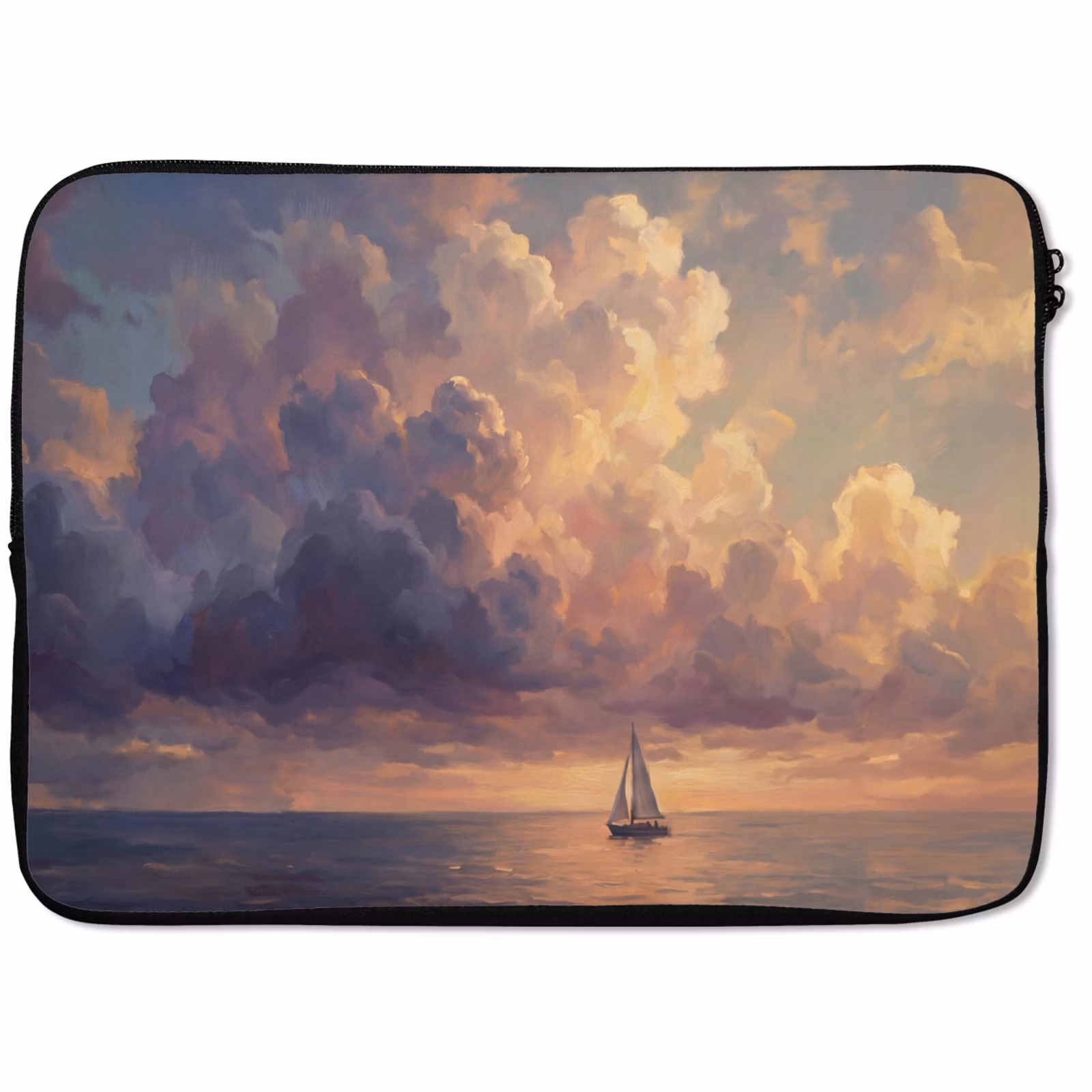 Laptophoes - Boot - Zonsondergang - Zee - Natuur - Goud — 1