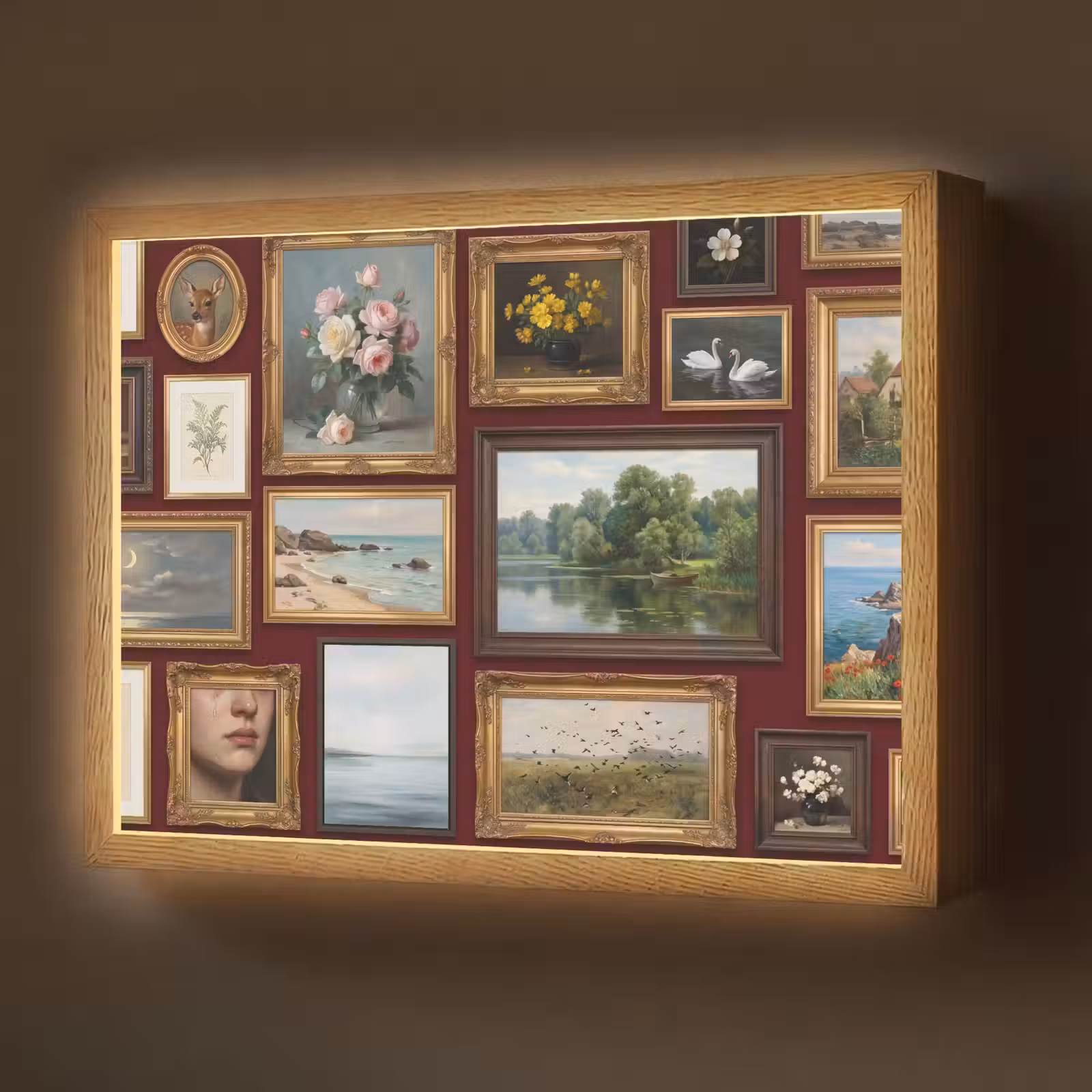 Lightbox - Wandlamp - Bloemen - Vaas - Klassiek - Kunst - Rood — 1