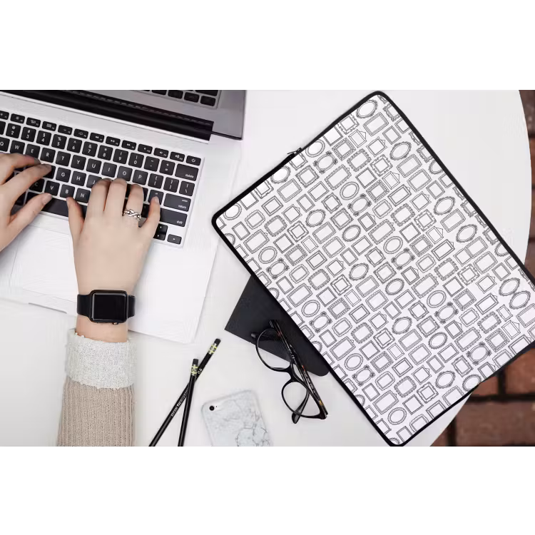 Laptophoes - Lijsten - Patroon - Decoratie - Schets - Zwart-wit — 3