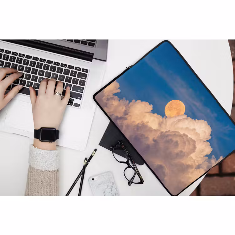 Laptophoes - Maan - Wolken - Natuur - Oranje — 3