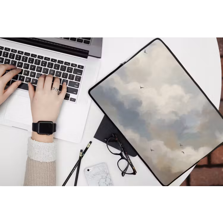Laptophoes - Vogel - Wolken - Natuur - Modern - Grijs — 3