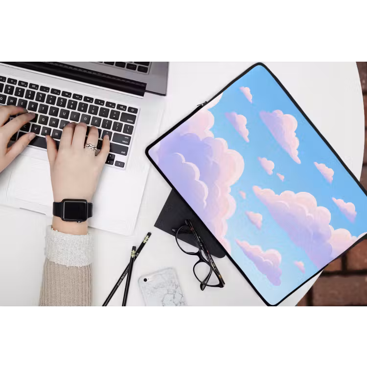 Laptophoes - Wolken - Roze - Blauw - Natuur - Modern — 3