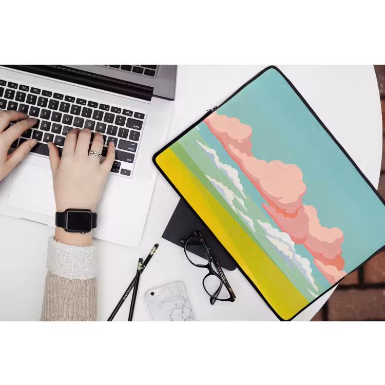 Laptophoes - Wolken - Roze - Natuur - Modern - Pastel — 3