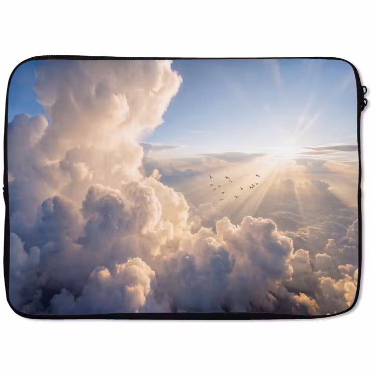 Laptophoes - Wolken - Zonnestralen - Natuur - Wit — 1