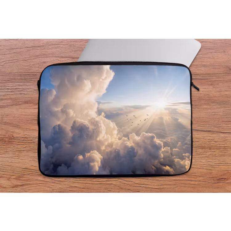 Laptophoes - Wolken - Zonnestralen - Natuur - Wit — 2