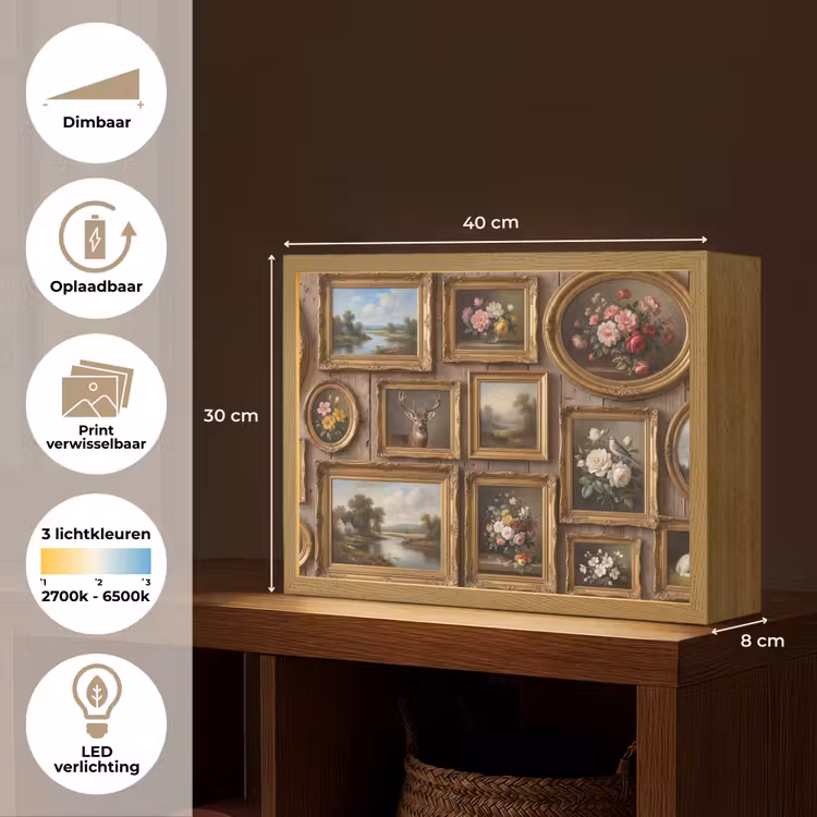 Lightbox - Wandlamp - Bloemen - Rozen - Klassiek - Vaas - Kleurrijk — 10