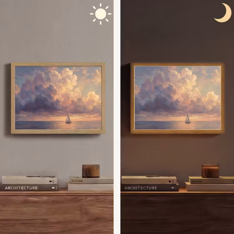 Lightbox - Wandlamp - Boot - Zonsondergang - Zee - Natuur - Goud — 6