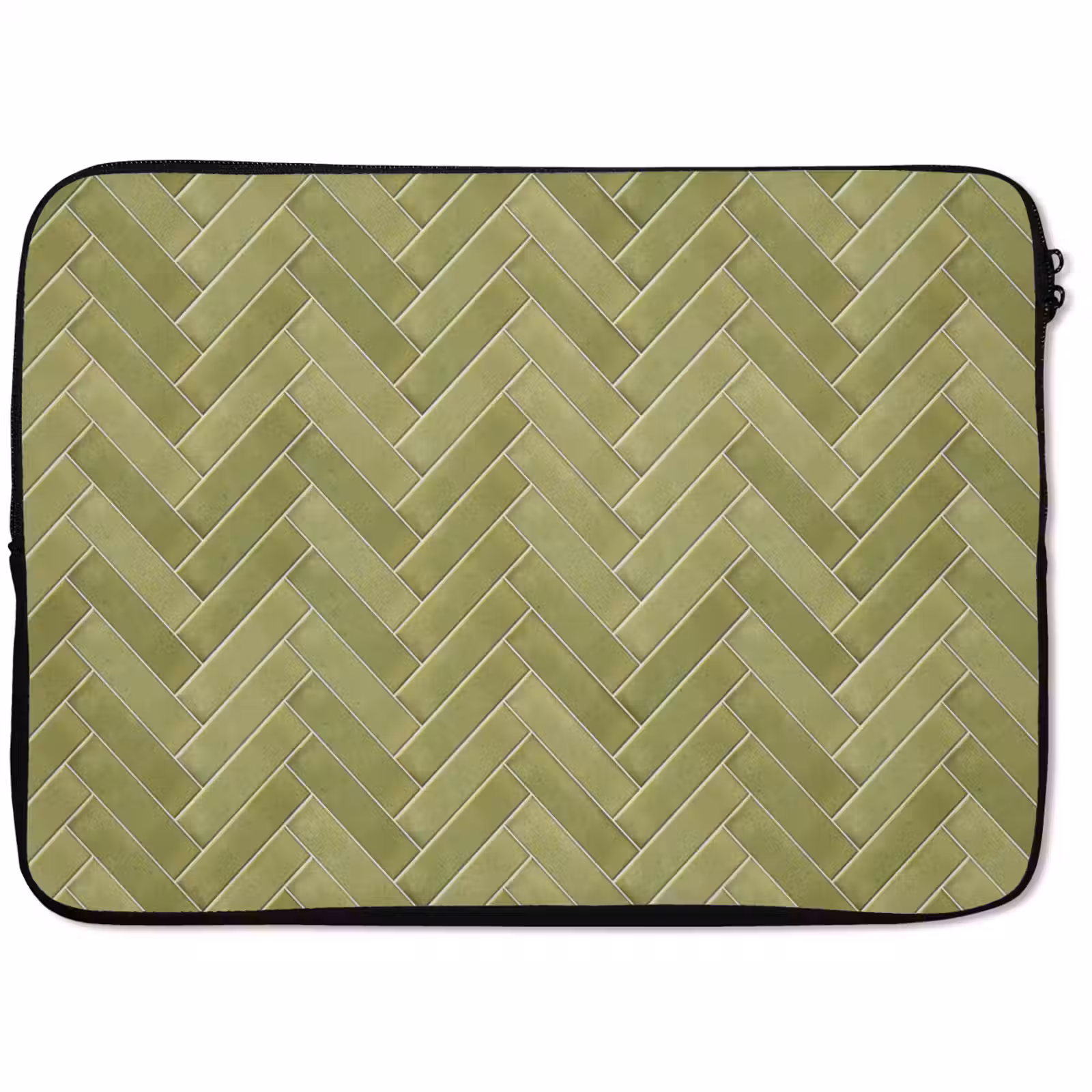 Laptophoes - Visgraat - Wandtegel - Olijfgroen — 1