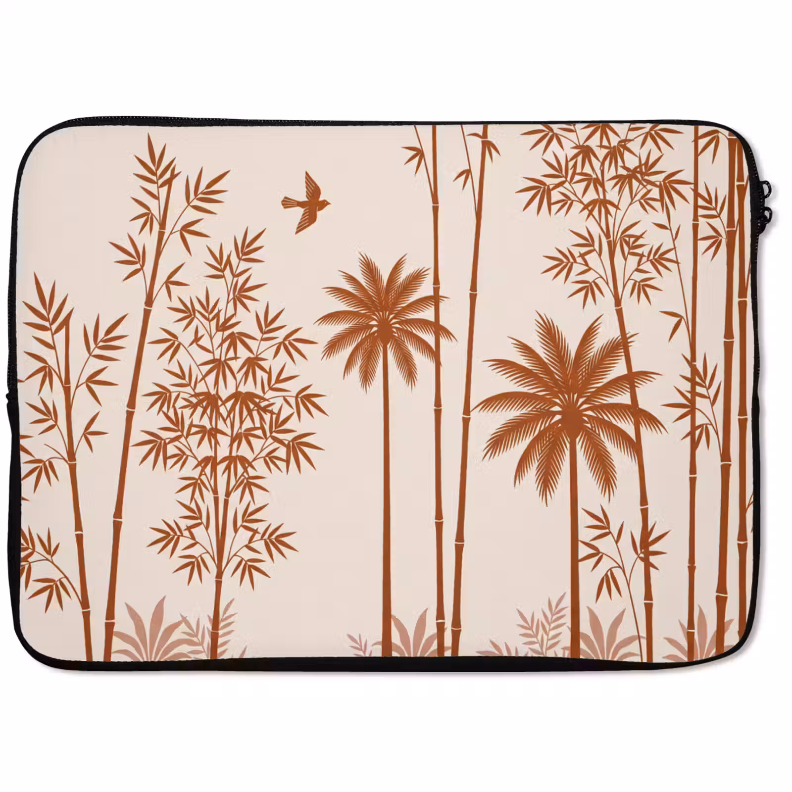 Laptophoes - Vogel - Boom - Tropisch - Minimalistisch - Bruin — 1