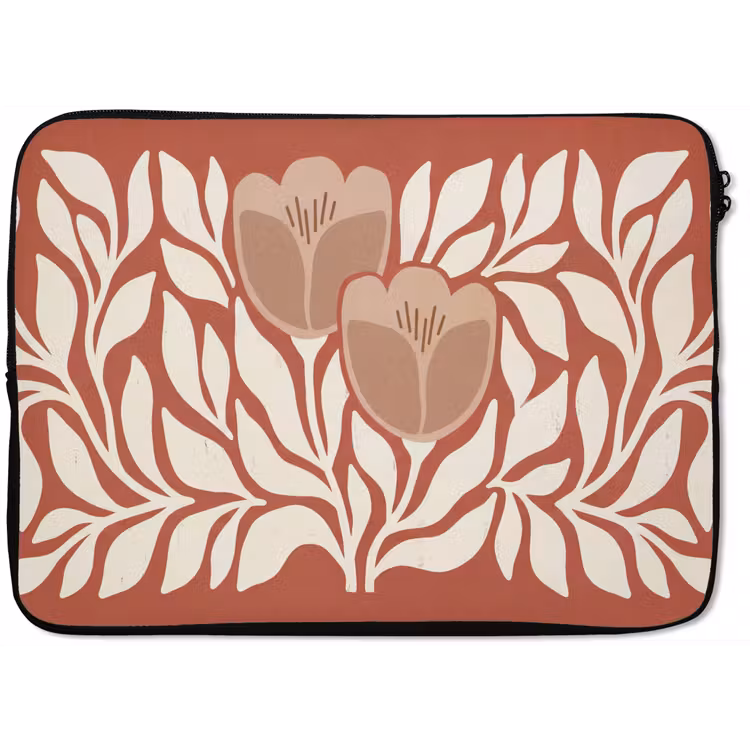 Laptophoes - Bloemen - Abstract - Modern - Beige - Natuur — 1
