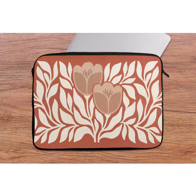 Laptophoes - Bloemen - Abstract - Modern - Beige - Natuur — 2