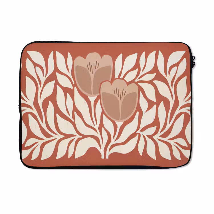Laptophoes - Bloemen - Abstract - Modern - Beige - Natuur — 5