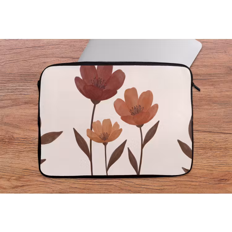 Laptophoes - Bloemen - Abstract - Modern - Bruin - Decoratief — 2