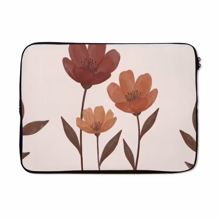 Laptophoes - Bloemen - Abstract - Modern - Bruin - Decoratief — 5