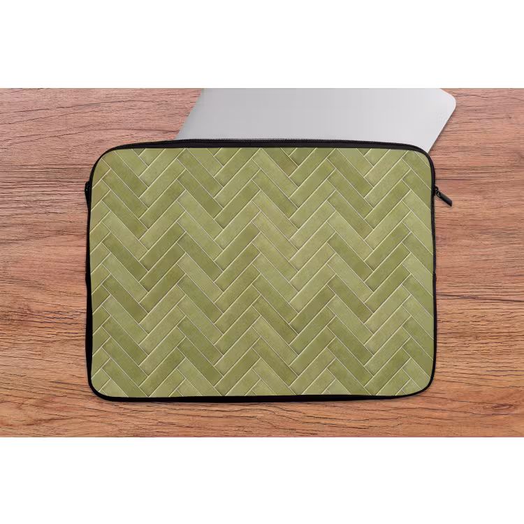 Laptophoes - Visgraat - Wandtegel - Olijfgroen — 2