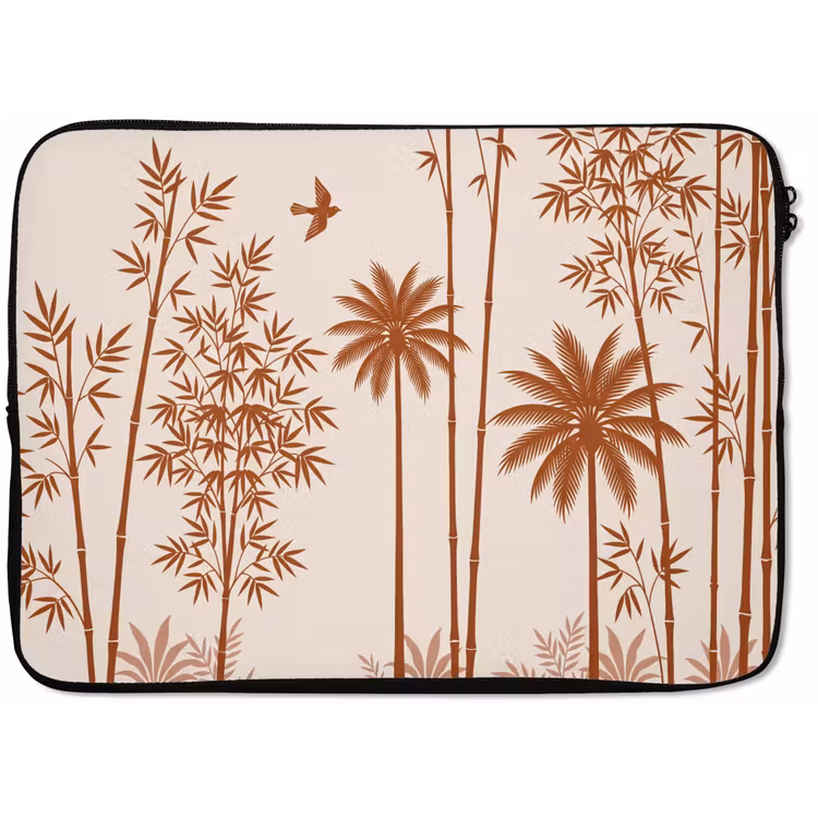 Laptophoes - Vogel - Boom - Tropisch - Minimalistisch - Bruin — 1