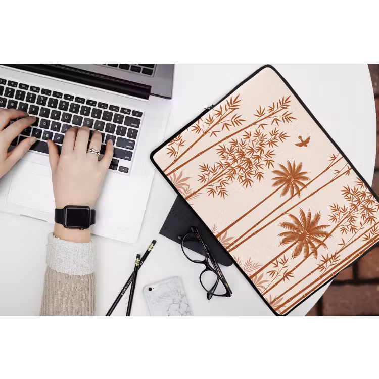 Laptophoes - Vogel - Boom - Tropisch - Minimalistisch - Bruin — 3