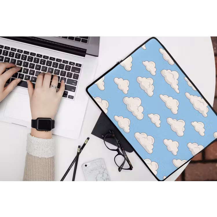 Laptophoes - Wolk - Cartoon - Lucht - Blauw - Wit — 3