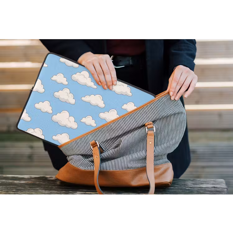 Laptophoes - Wolk - Cartoon - Lucht - Blauw - Wit — 4