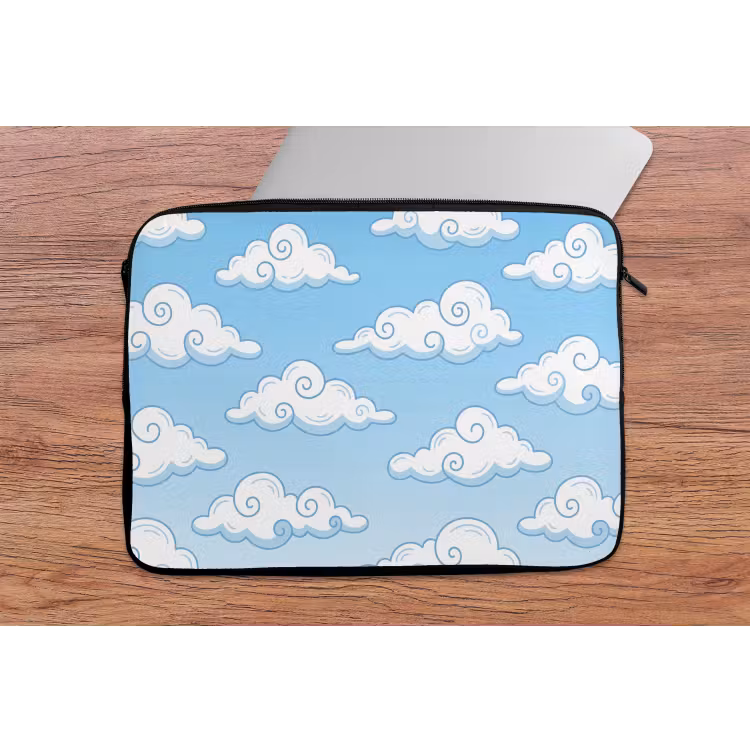 Laptophoes - Wolk - Lucht - Cartoon - Blauw - Wit — 2