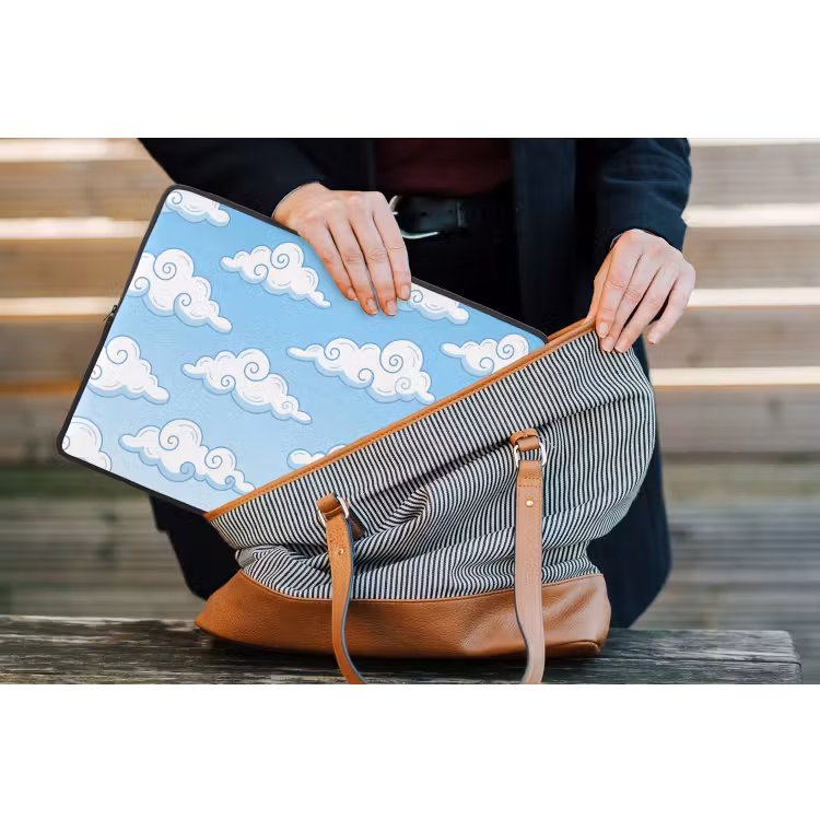 Laptophoes - Wolk - Lucht - Cartoon - Blauw - Wit — 4