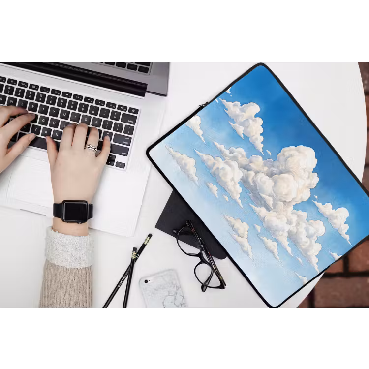 Laptophoes - Wolken - Blauwe lucht - Natuur - Modern - Wit — 3