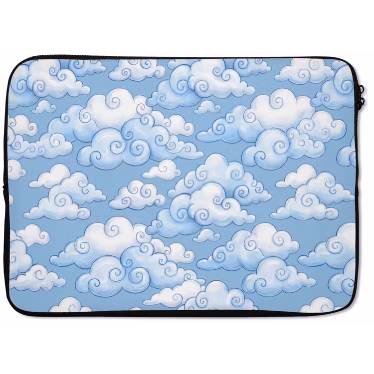 Laptophoes - Wolken - Patroon - Hemel - Illustratie - Wit — 1